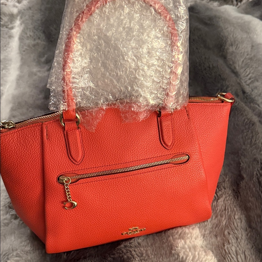 Coach Orange Leather Tote Bag